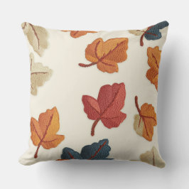 Almohada con hoja de otoño de aspecto bordado
