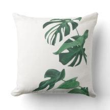 Almohada con hojas de Monstera Deliciosa verde