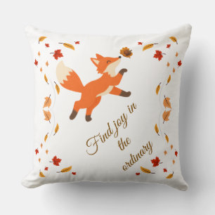 Almohada Con Hojas De Otoño Ordinarias Y Mensaje D