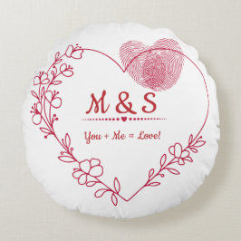 Almohada con huella dactilar romántica corazón