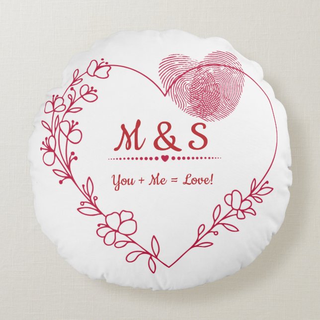Almohada con huella dactilar romántica corazón (Anverso)