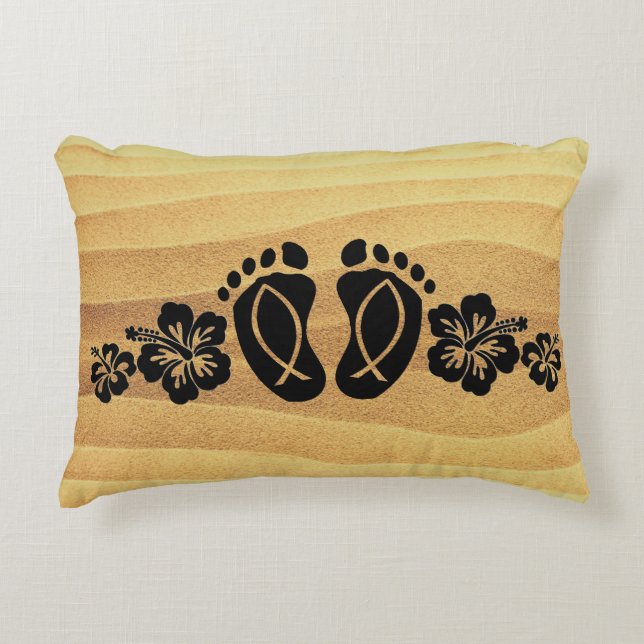 Almohada con huellas en la arena (Anverso)