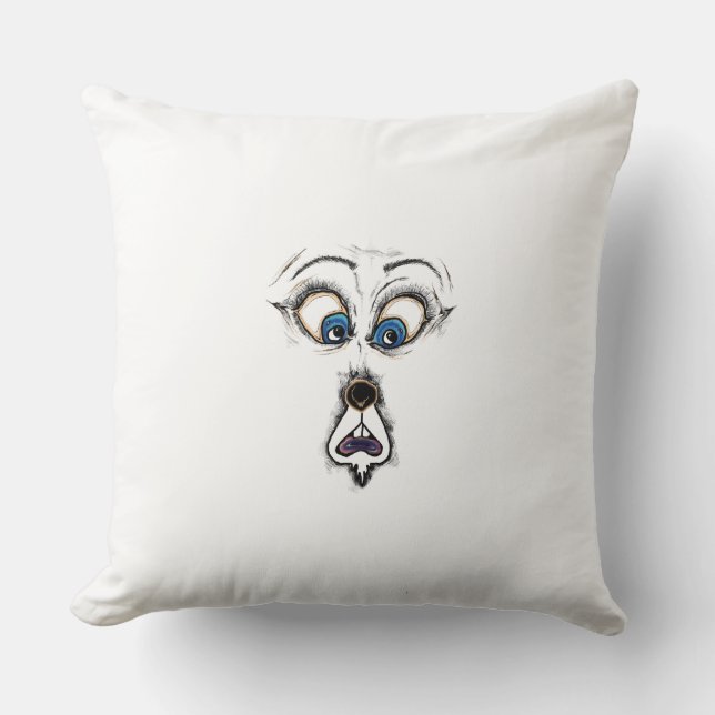 Almohada con ilustración divertida de la cara de u (Anverso)