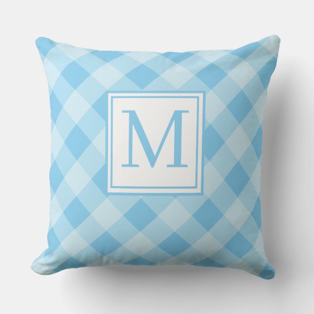 Almohada con inicial de monograma de patrón de gin (Anverso)