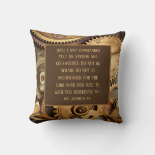 Almohada con Joshua 1:9 Versículo bíblico alentado