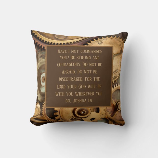 Almohada con Joshua 1:9 Versículo bíblico alentado (Anverso)