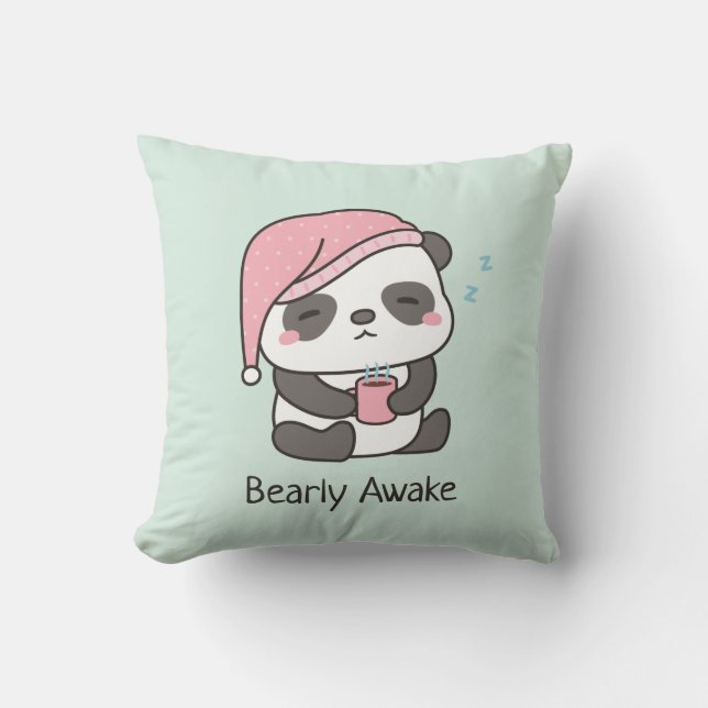 Almohada con juego de palabras de adorable panda s (Anverso)