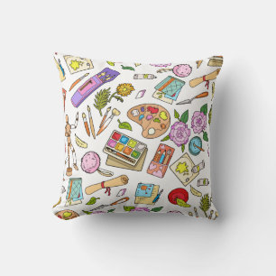 Almohada con kits de pintura y estampados de pince