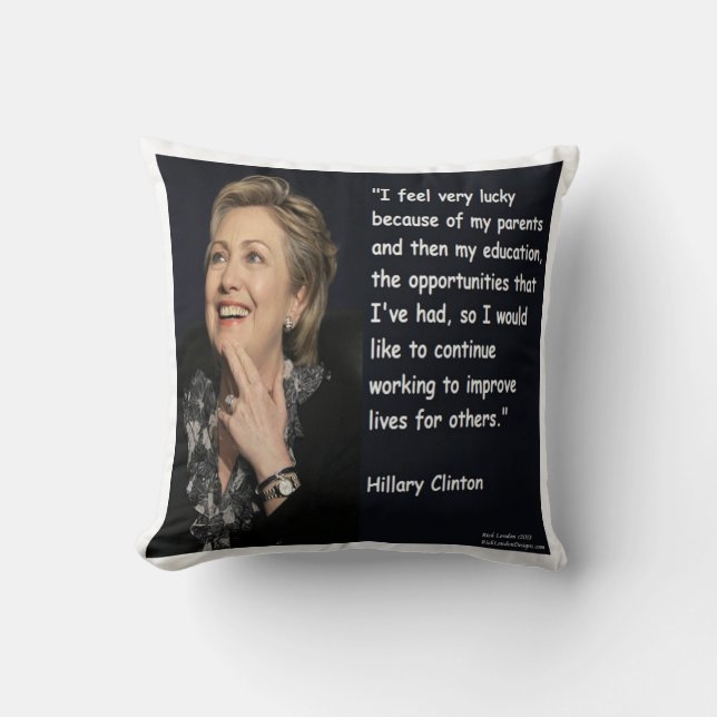Almohada con la cita de Hillary Clinton "Educación (Anverso)