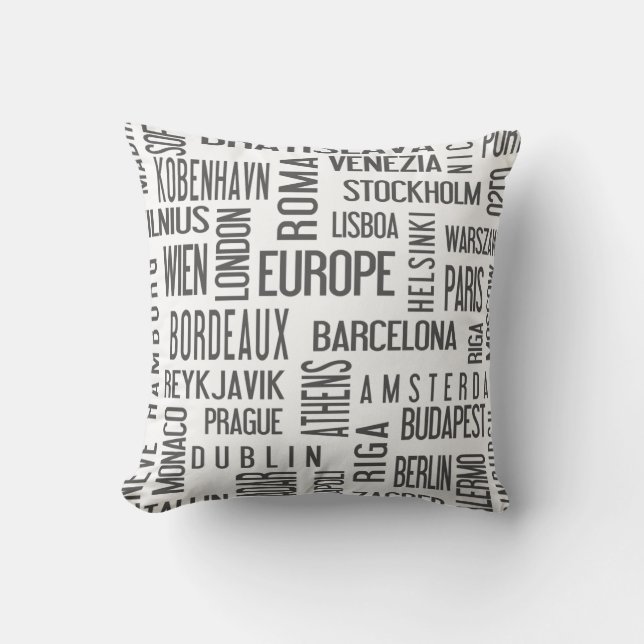 Almohada con las ciudades europeas (Anverso)