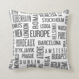 Almohada con las ciudades europeas