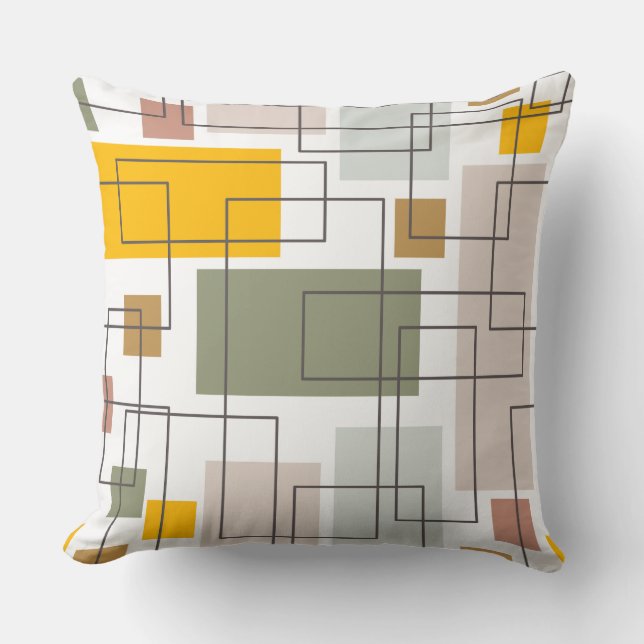 Almohada con líneas geométricas abstractas de medi (Anverso)
