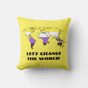 Almohada con Mapa del Mundo de Orgullo No Binario