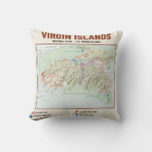 Almohada con mapa del parque nacional Islas Vírgen