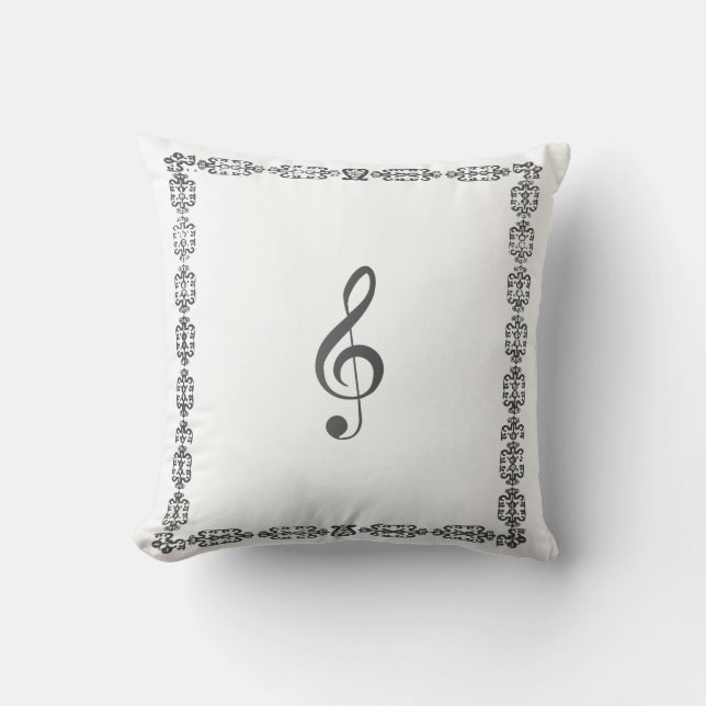 Almohada Con Marco De Clave De Tresillo Blanca Y N (Anverso)