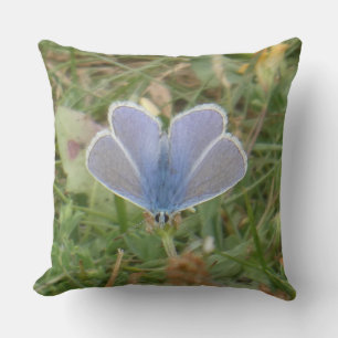 Almohada con Mariposa Azul Común con Alas Extendid