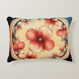Almohada con medallón de flor vintage – acento flo