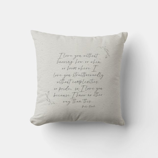 Almohada con monograma de caligrafía de poesía rom (Anverso)