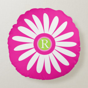 Almohada con monograma de flor gráfica de margarit