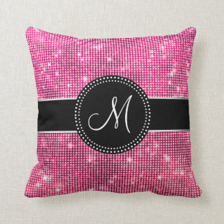 Almohada con monograma de las chispas brillantes