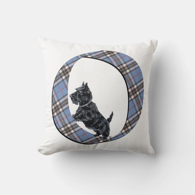 Almohada con monograma de Terrier Escocés O (Anverso)