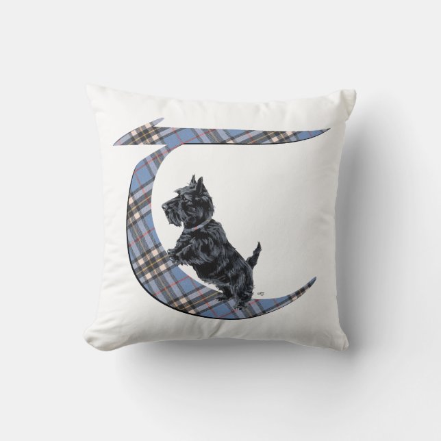 Almohada con monograma de Terrier Escocés T (Anverso)