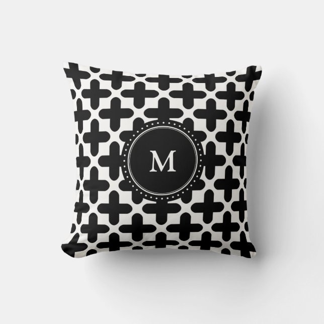 Almohada con monograma del modelo blanco negro de (Anverso)