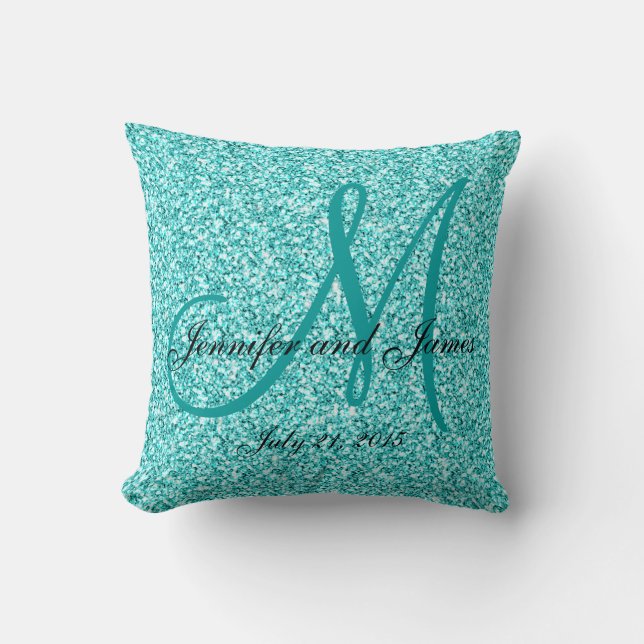Almohada con monograma del recuerdo de la boda del (Anverso)