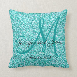 Almohada con monograma del recuerdo de la boda del