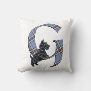 Almohada con monograma G de Terrier Escocés