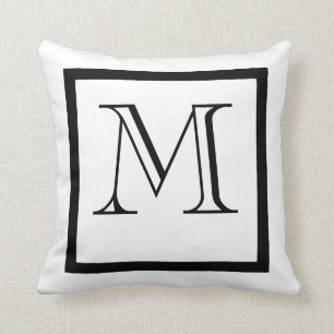 Almohada con monograma negativa positiva negra y