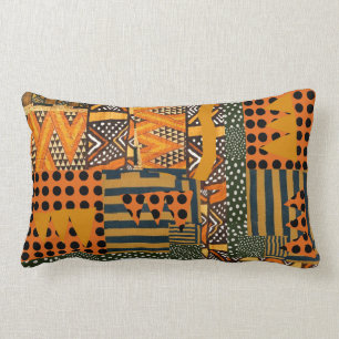almohada con motivo textil africano