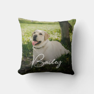 Almohada con nombre conmemorativo de foto de masco