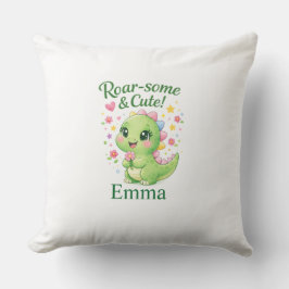 Almohada con nombre de dinosaurio personalizada ad