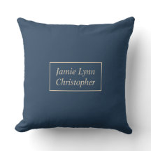 Almohada con nombres de parejas en azul personaliz