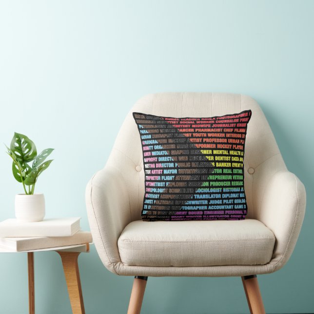 Almohada con Nube de Palabras de Profesiones del O (Silla)