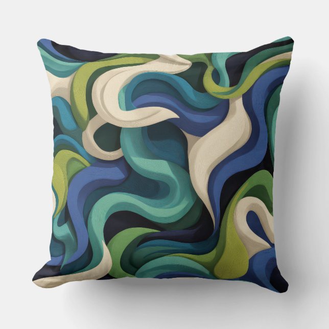 Almohada con olas fluidas de arte moderno abstract (Anverso)