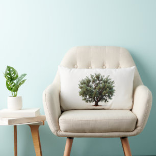 Almohada con olivo sobre fondo blanco.