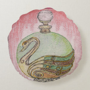 Almohada con orig. arte, frasco de perfume de cisn