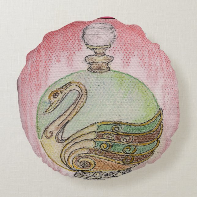 Almohada con orig. arte, frasco de perfume de cisn (Reverso)