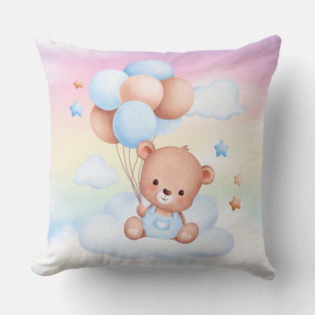 Almohada con Oso de Peluche con Globos Cielo Arcoí (Anverso)