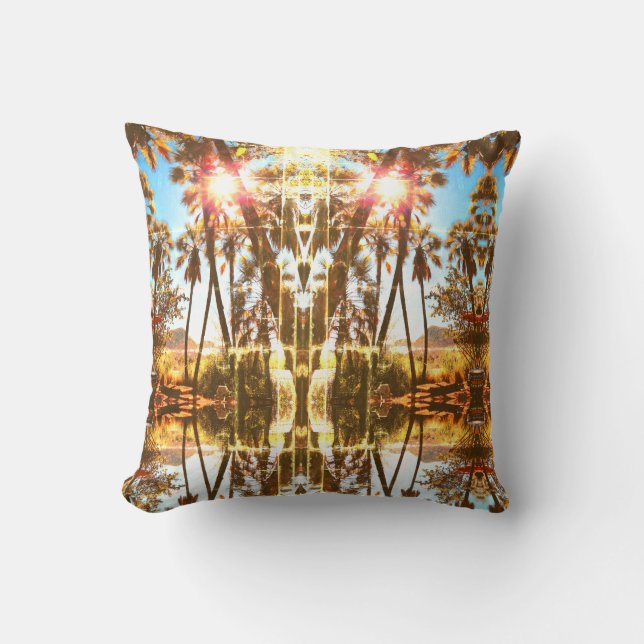 Almohada con paisaje de palmera de vibraciones tro (Anverso)