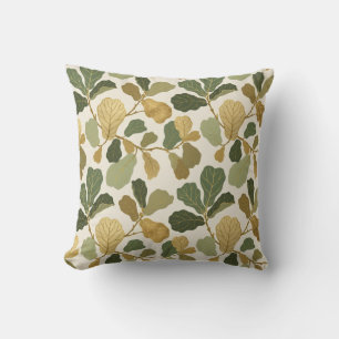 Almohada con patrón botánico de higuera de hoja de