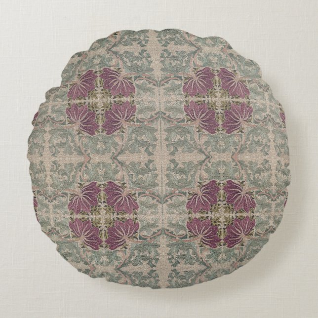 Almohada con patrón botánico - William Morris (Anverso)