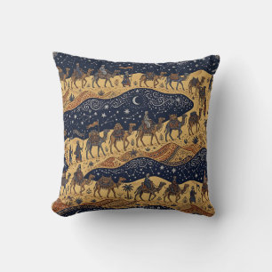 Almohada con patrón continuo de caravana de camell