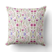 Almohada con patrón continuo de flores silvestres
