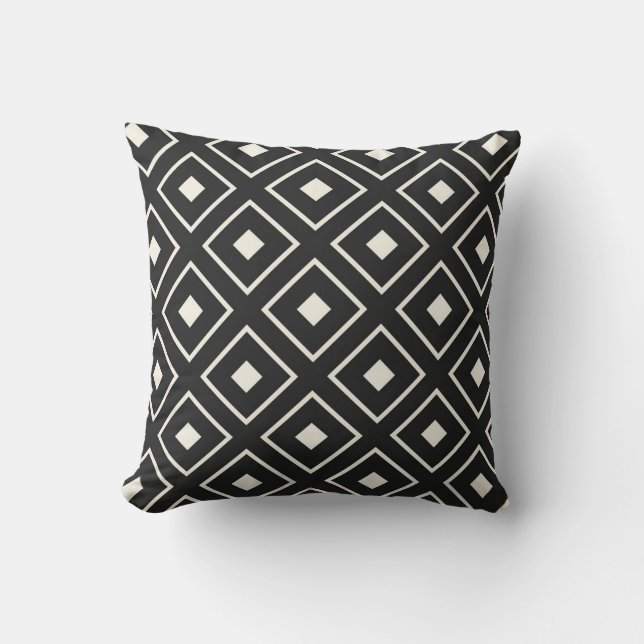 Almohada con patrón cuadrado en negro (Anverso)