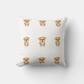 Almohada con patrón de adorable perro de dibujos a