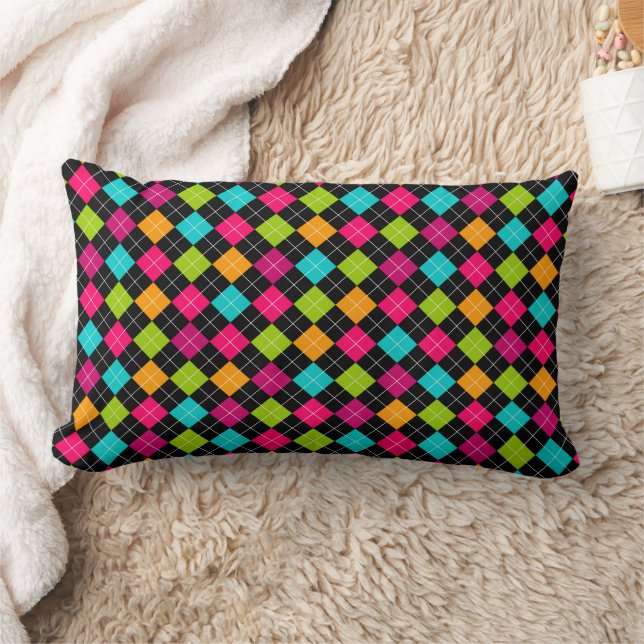 Almohada con patrón de argyle colorido (Manta)