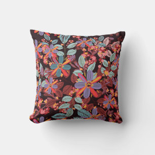Almohada con Patrón de Arte Folclórico Floral de M